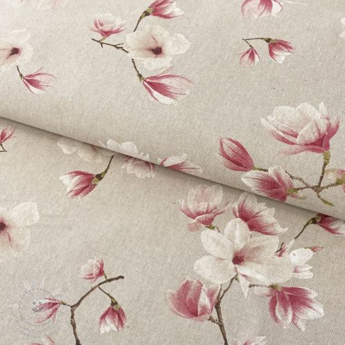 Dekorační látka Linenlook Floral magnolia bloom