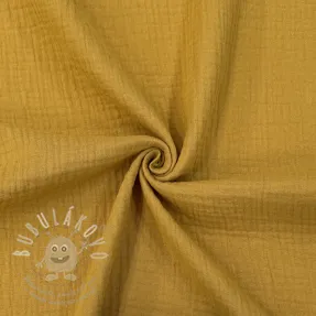 Dvojitá gázovina/mušelín dark ochre ORGANIC