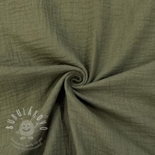 Dvojitá gázovina/mušelín dark moss green