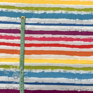 Bavlněná látka Big stripes Snoozy multirainbow