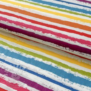 Bavlněná látka Big stripes Snoozy multirainbow