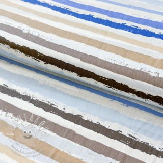 Bavlněná látka Big stripes Snoozy old blue