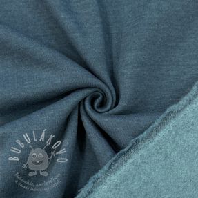 Teplákovina počesaná MELANGE dark petrol