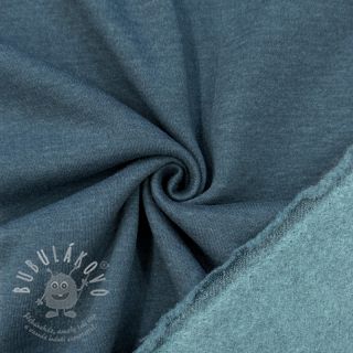 Teplákovina počesaná MELANGE dark petrol