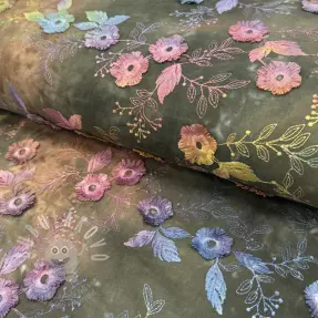 Bavlněná látka TIE DYE EMBROIDERY Poppy design N