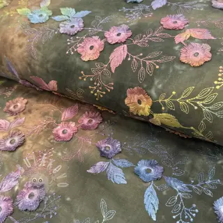 Bavlněná látka TIE DYE EMBROIDERY Poppy design N
