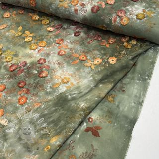 Bavlněná látka TIE DYE EMBROIDERY Poppy design O