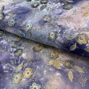 Bavlněná látka TIE DYE EMBROIDERY Poppy design T