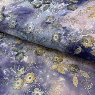 Bavlněná látka TIE DYE EMBROIDERY Poppy design T