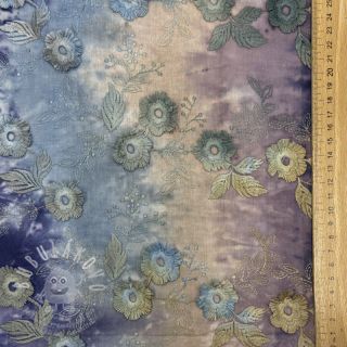 Bavlněná látka TIE DYE EMBROIDERY Poppy design T