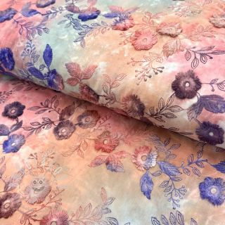 Bavlněná látka TIE DYE EMBROIDERY Poppy design R
