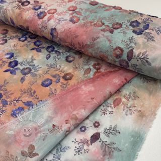 Bavlněná látka TIE DYE EMBROIDERY Poppy design R