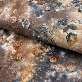 Bavlněná látka TIE DYE EMBROIDERY Poppy design M