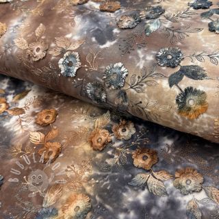 Bavlněná látka TIE DYE EMBROIDERY Poppy design M