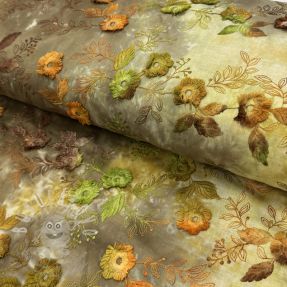 Bavlněná látka TIE DYE EMBROIDERY Poppy design P