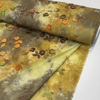 Bavlněná látka TIE DYE EMBROIDERY Poppy design P