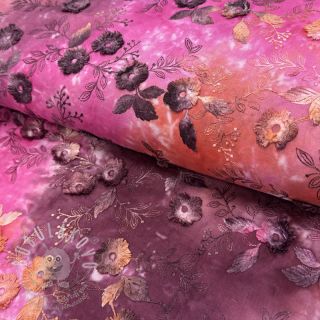 Bavlněná látka TIE DYE EMBROIDERY Poppy design Q