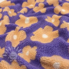Kabátovina TEDDY JACQUARD Flowers lilac/apricot
