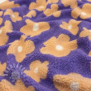 Kabátovina TEDDY JACQUARD Flowers lilac/apricot