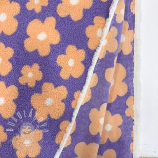 Kabátovina TEDDY JACQUARD Flowers lilac/apricot