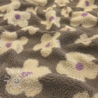 Kabátovina TEDDY JACQUARD Flowers taupe/beige