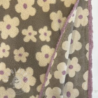 Kabátovina TEDDY JACQUARD Flowers taupe/beige