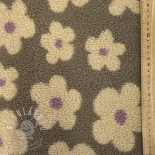 Kabátovina TEDDY JACQUARD Flowers taupe/beige