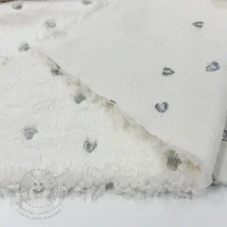 Kabátovina TEDDY Tossed hearts silver