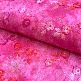 Bavlněná látka TIE DYE EMBROIDERY Poppy design U