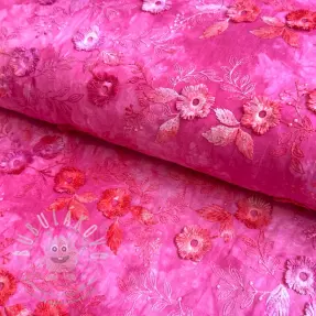Bavlněná látka TIE DYE EMBROIDERY Poppy design U