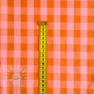 Bavlněná látka YARN DYED CHECKS orange salmon