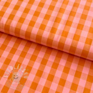 Bavlněná látka YARN DYED CHECKS orange salmon