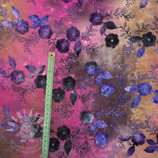 Bavlněná látka TIE DYE EMBROIDERY Poppy design A