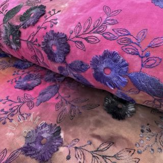Bavlněná látka TIE DYE EMBROIDERY Poppy design A