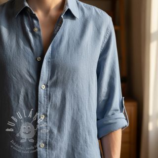 Len předepraný STONEWASHED PREMIUM cloud blue