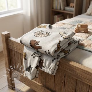 Úplet Lazy cats ecru melange