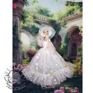 Tyl na TUTU Rainbow HEARTS light pink