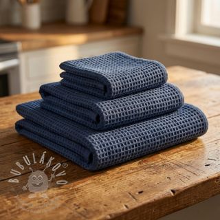 Bavlna s vaflovou vazbou dark jeans