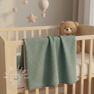 Bavlna s vaflovou vazbou cyan