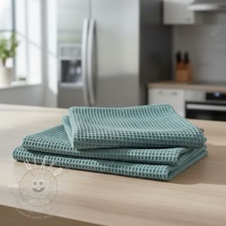 Bavlna s vaflovou vazbou cyan