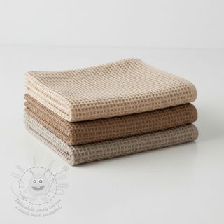 Bavlna s vaflovou vazbou khaki