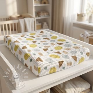 Bavlna s vaflovou vazbou Shapes yellow digital print