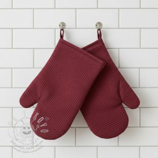 Bavlna s vaflovou vazbou bordeaux