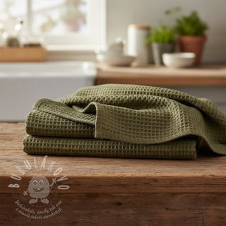 Bavlna s vaflovou vazbou moss green