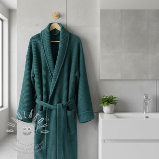 Bavlna s vaflovou vazbou petrol