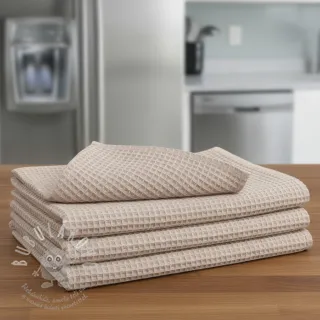 Bavlna s vaflovou vazbou light beige