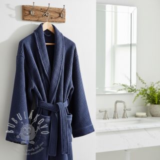 Bavlna s vaflovou vazbou navy