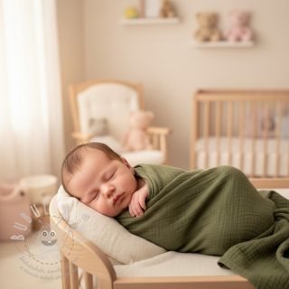 Dvojitá gázovina/mušelín dark moss green