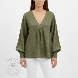 Dvojitá gázovina/mušelín dark moss green
