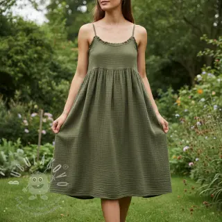 Dvojitá gázovina/mušelín dark moss green